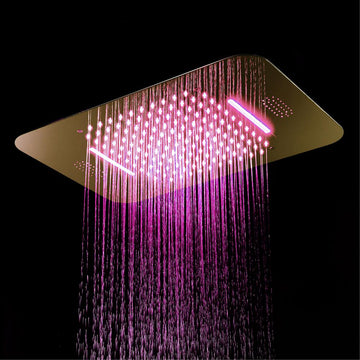 Wall-Mounted 23" Thermostatic Shower System in Gold 4 Functions